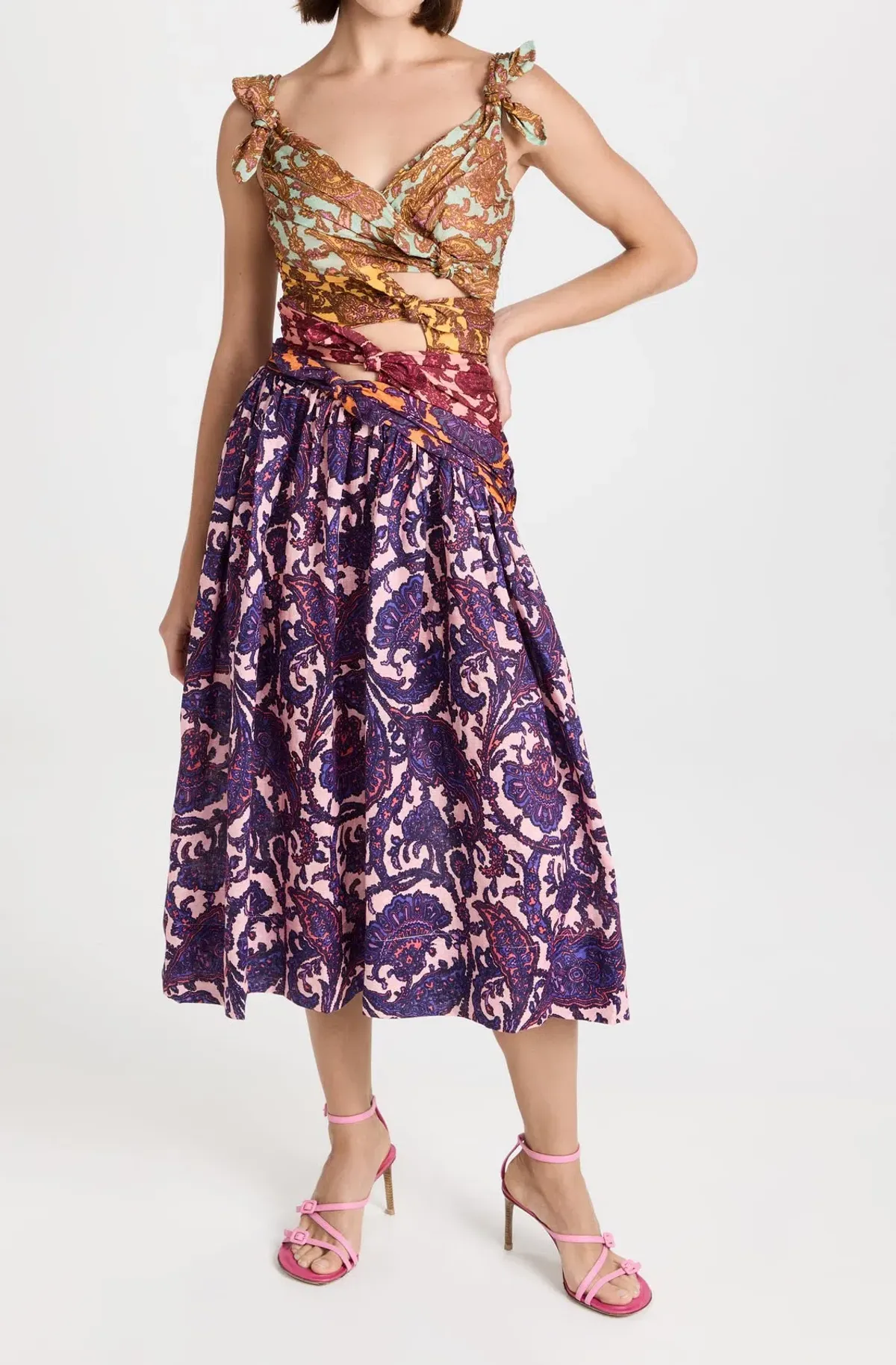 Zimmermann Tiggy Bow Midi Dress Spliced Paisley Size 4 / Au 16 for rent on The Volte - main image