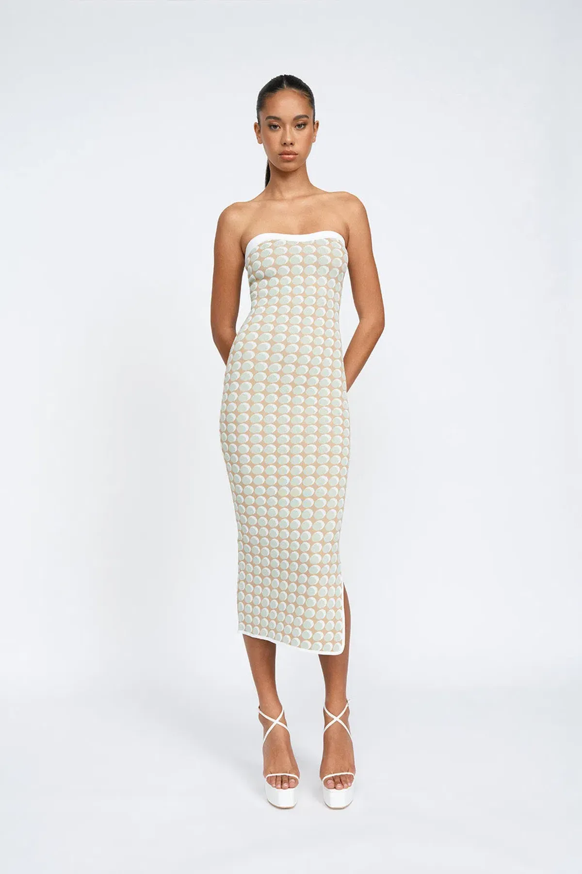 By Johnny Sol Geo Knit Dress Pistachio Size L/10 - Image 1