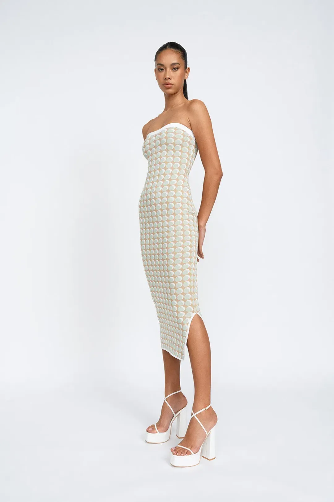 By Johnny Sol Geo Knit Dress Pistachio Size L/10 for rent on The Volte - main image