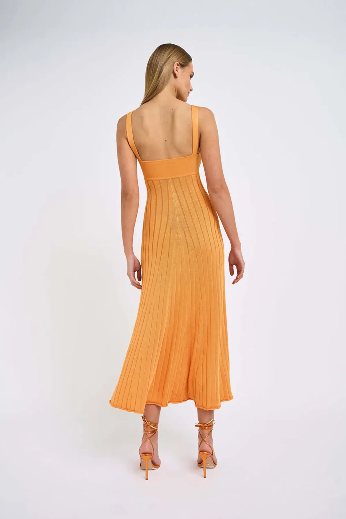 By Johnny Adelita Knit Midi Dress Orange Size 8 / M - Image 3