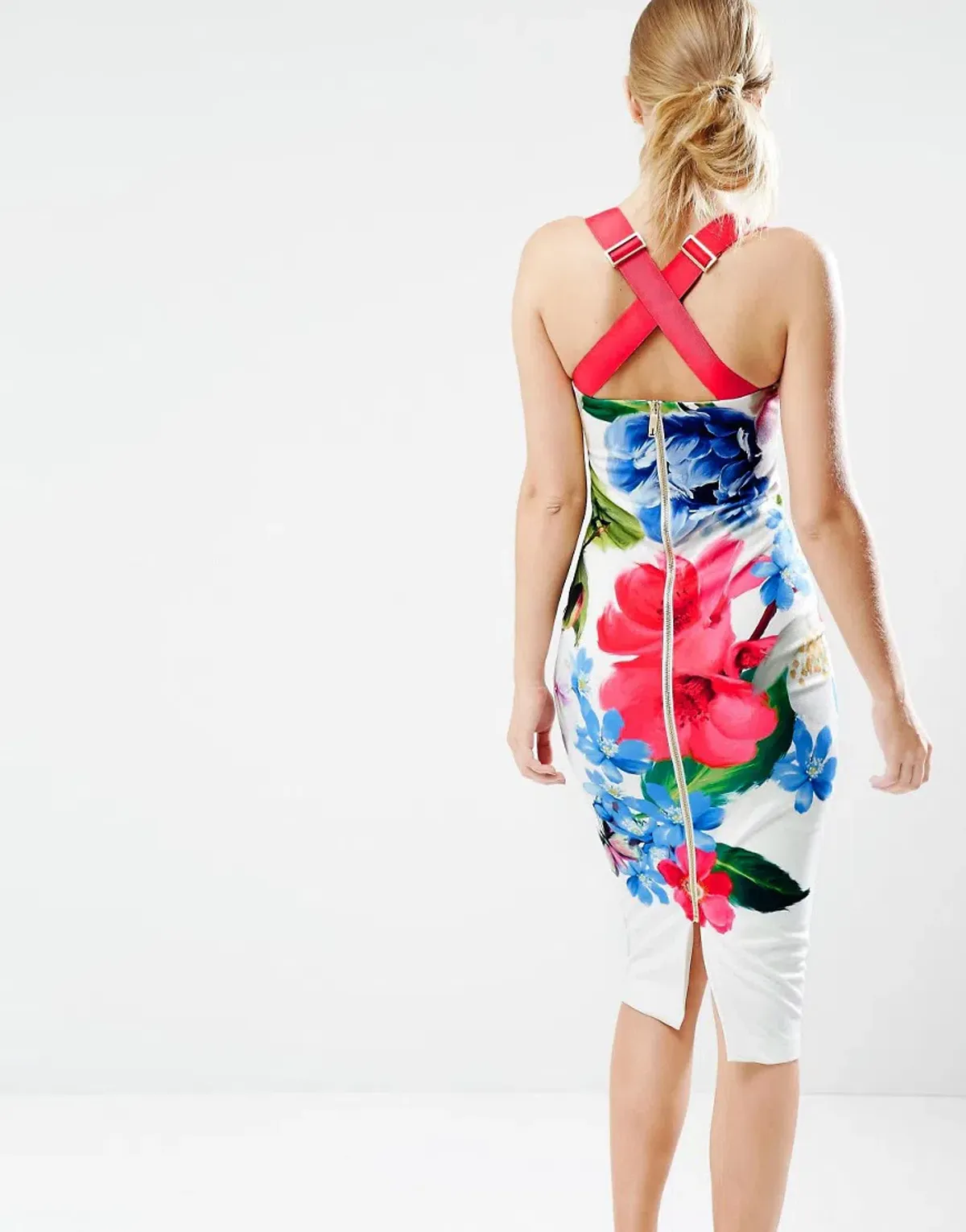 Ted Baker Alexie Dress in Forget Me Not Print in White Size 8 - Image 3