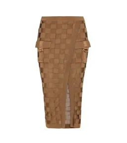 Balmain Woven Skirt Brown Size 6 for rent on The Volte - image 2