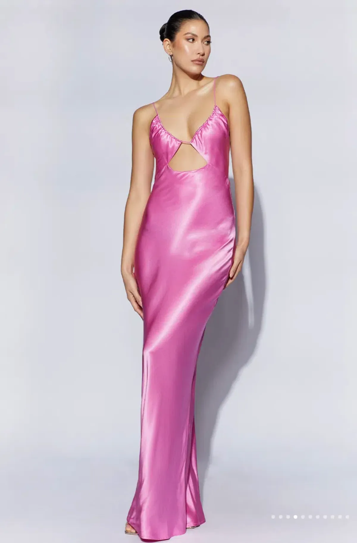 Meshki Sadie Maxi Satin Halter Ruched Slip Dress Pink Size 8 - Image 1