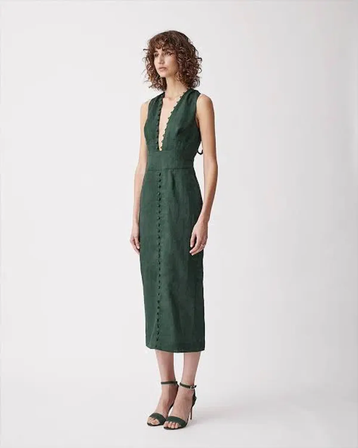 Joslin Studio Midi Dress Olive Green Size AU 12 - Image 1
