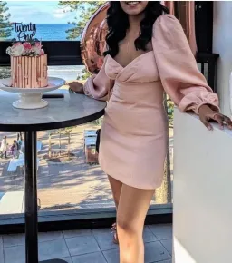 House of CB Aliyah Damask Balloon Sleeve Mini Dress Blush Size 8 for rent on The Volte - image 4