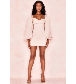 House of CB Aliyah Damask Balloon Sleeve Mini Dress Blush Size 8 for rent on The Volte - image 2