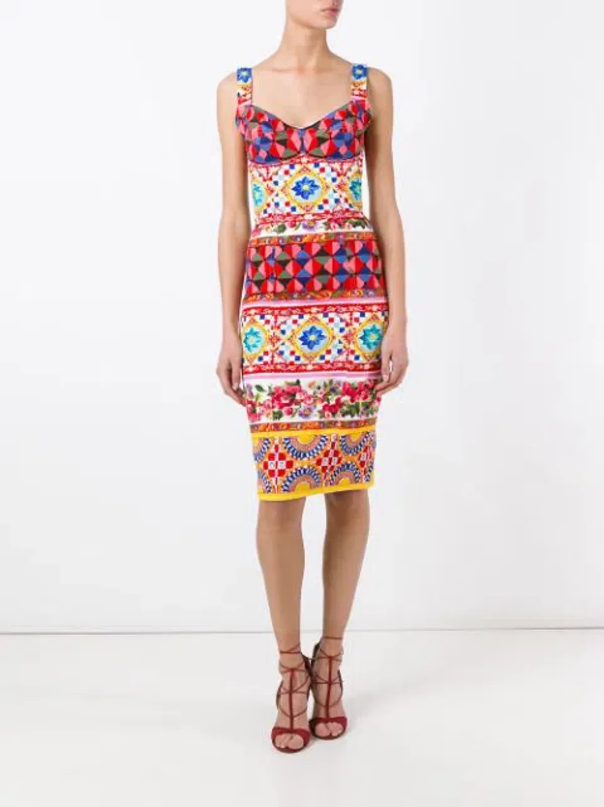 Dolce & Gabbana Mambo Print Fitted Dress Print Size 10 for rent on The Volte - main image