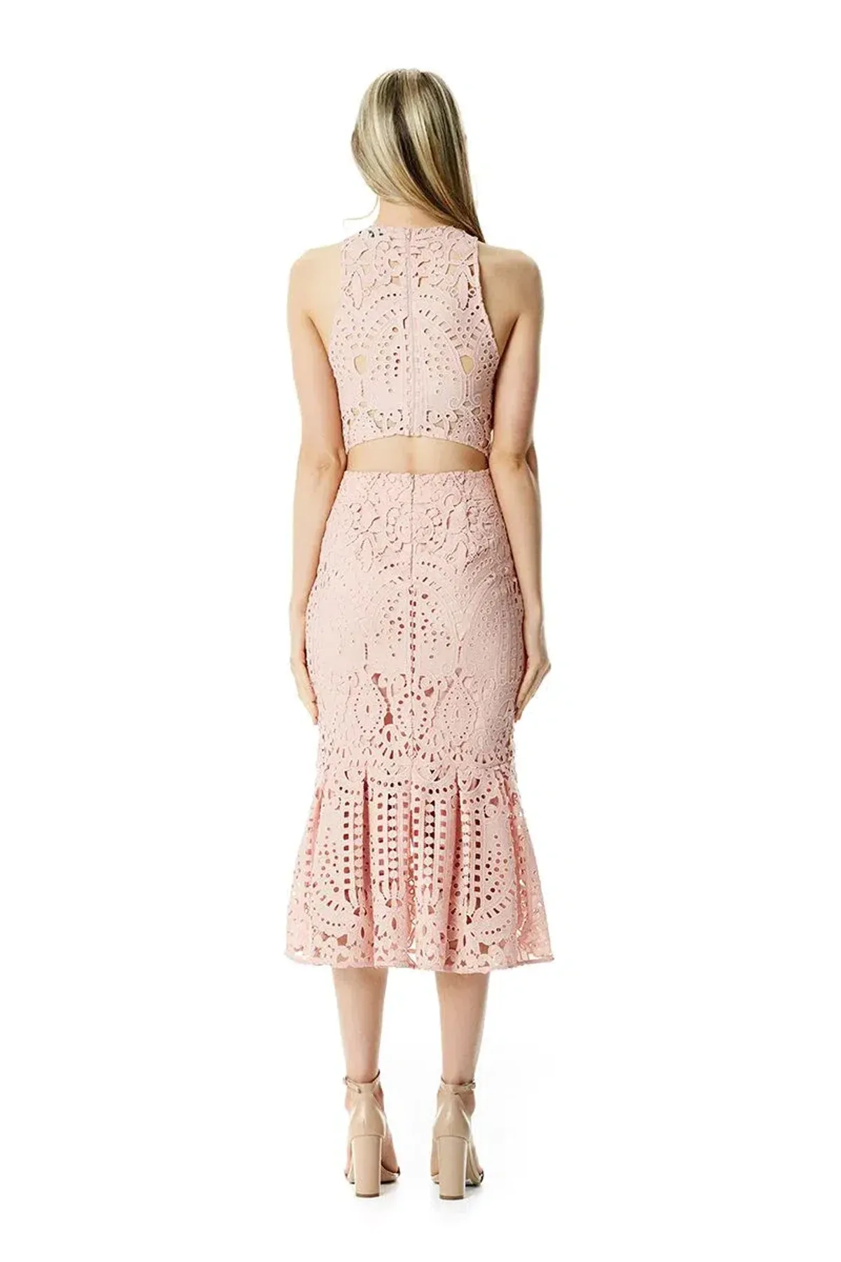 Lover Harmony Cut Out Midi Dress Pink Size 10 - Image 3