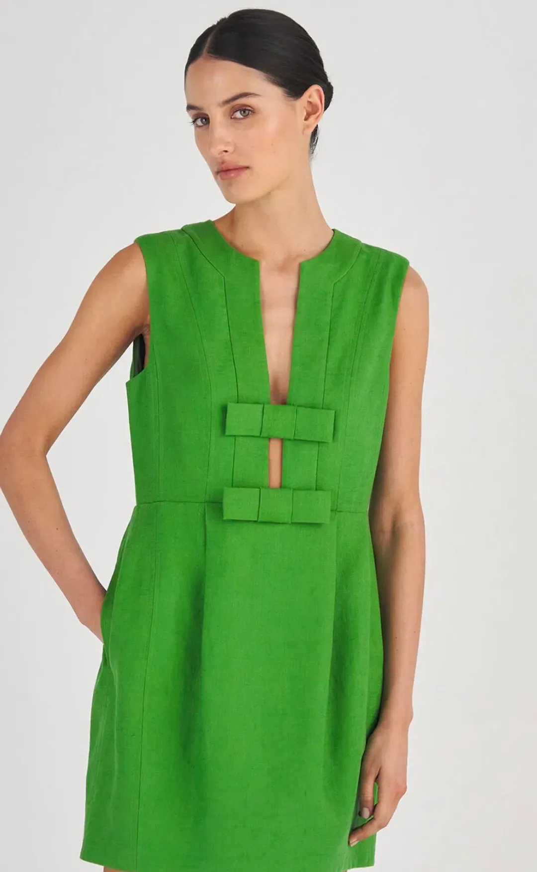 Oroton Bow Short Dress in Garden Garden Size 12 for rent on The Volte - main image
