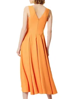 Karen Millen Flared Midi Dress Orange Size 10 for rent on The Volte - image 2
