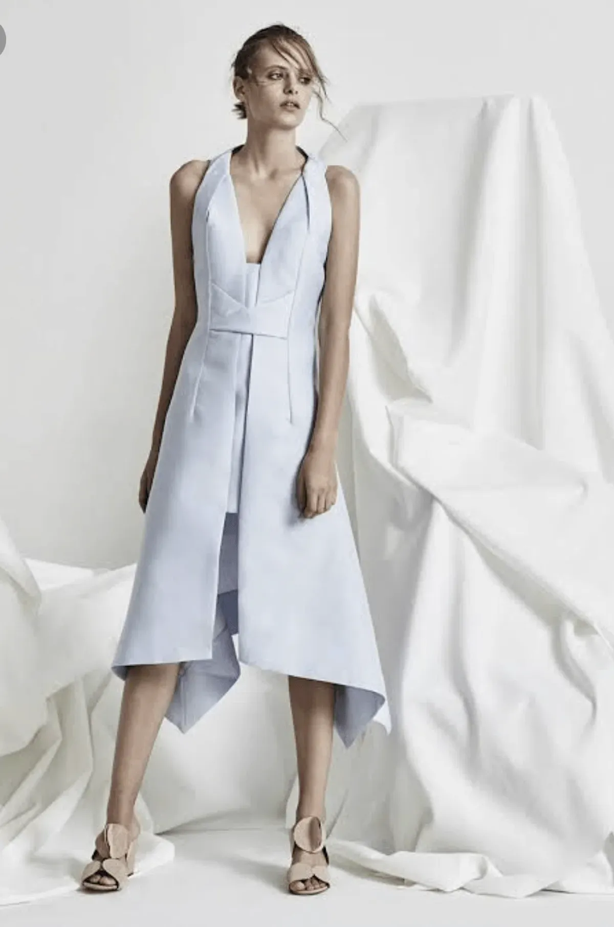Acler Leighton Midi Dress Wedgewood Ice Blue Size 8 for rent on The Volte - main image