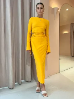 Camilla And Marc Alexandre Midi Dress Marigold Size 10 for rent on The Volte - image 1