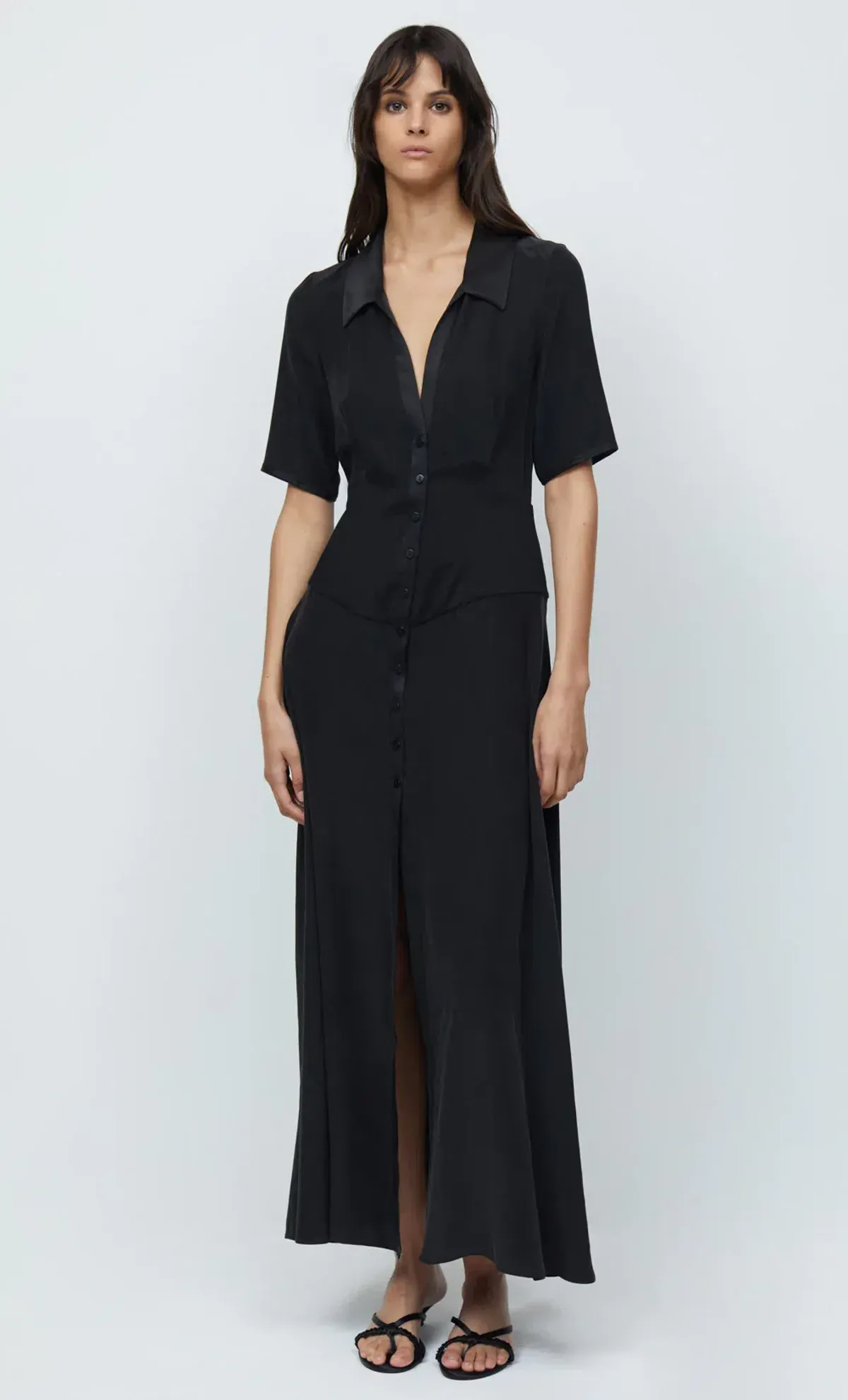 Bec & Bridge Helena Silk Short Sleeve Maxi Dress Black Size 10 - Image 1