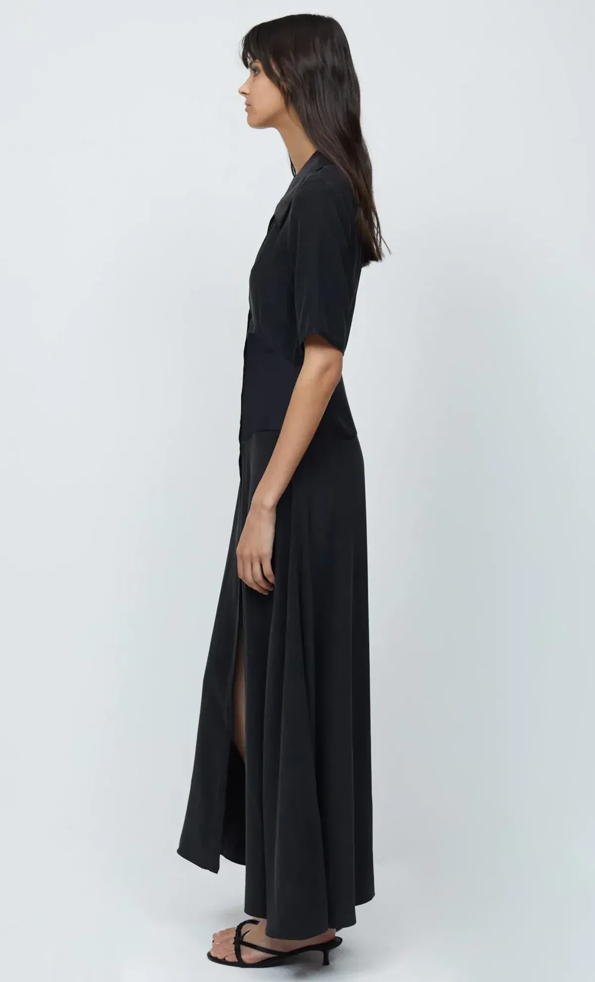 Bec & Bridge Helena Silk Short Sleeve Maxi Dress Black Size 10 - Image 3