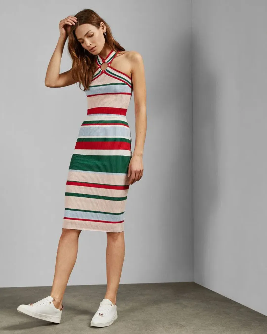 Ted Baker Lyndiaa Tutti Frutti Body Con Sweater Dress Multi Size 8 for rent on The Volte - main image