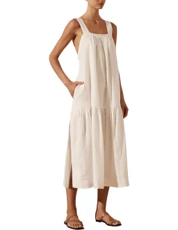 Shona Joy Cosmo Linen Low Back Midi Dress Cream Size 12 for rent on The Volte - image 2