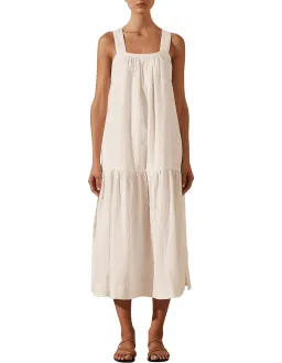 Shona Joy Cosmo Linen Low Back Midi Dress Cream Size 12 for rent on The Volte - image 1