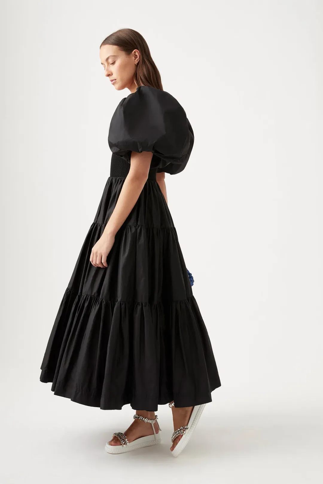 Aje Casa Puff Sleve Midi Dress Black Size 12 for rent on The Volte - main image