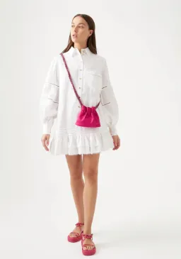 Aje Lotus Shirt Mini Dress White Size 12 for rent on The Volte - image 1