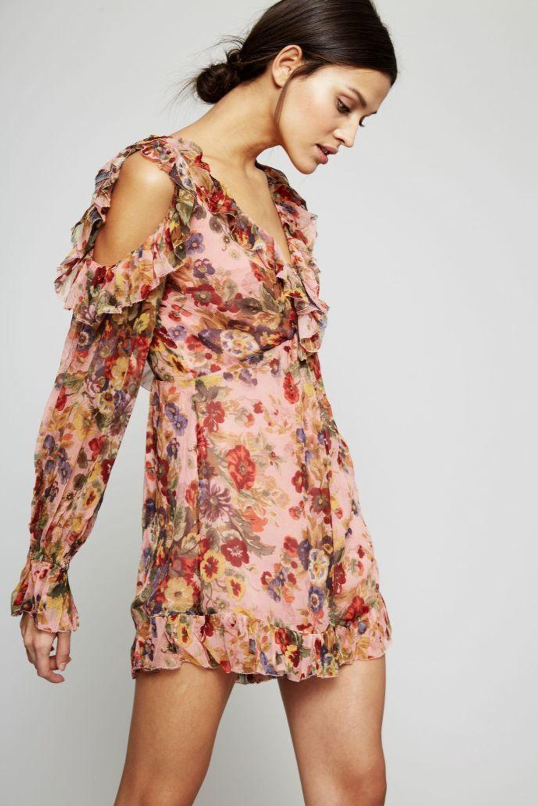 Zimmermann Lovelorn Frill Playsuit Pink Floral Size 8 for rent on The Volte - main image