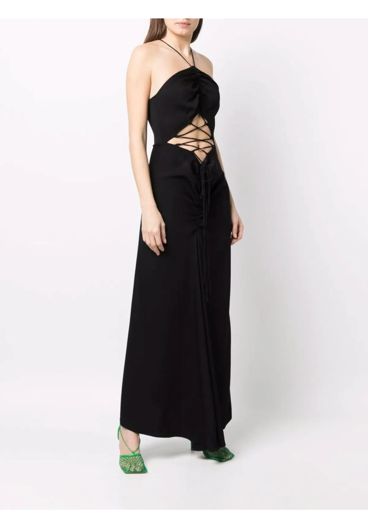 Christopher Esber Lattice Waist Tie Dress Black Size 12 - Image 2