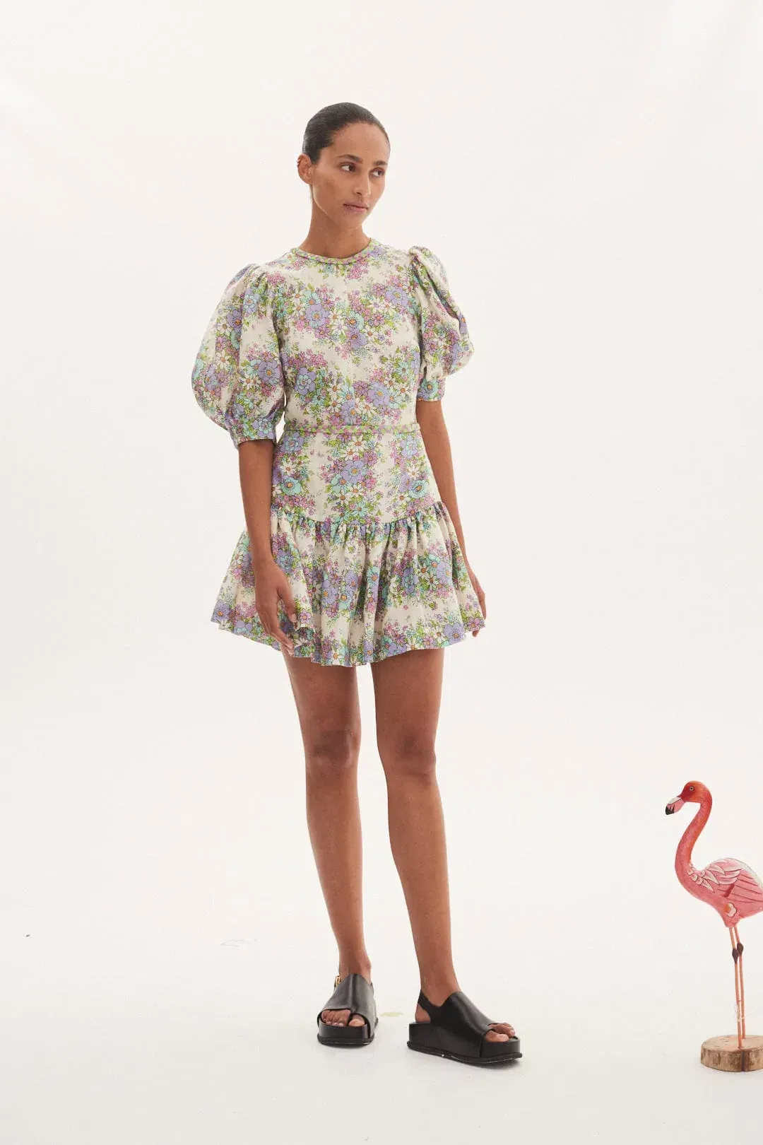 Alemais Agnes Mini Dress Cream Size AU 10 for rent on The Volte - main image