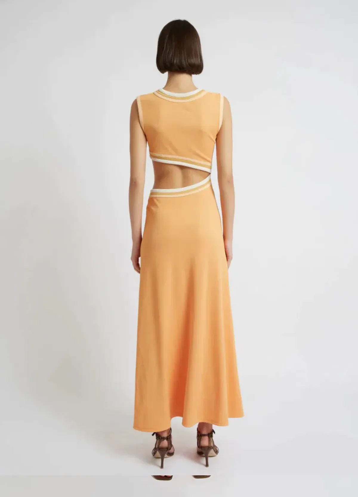 Christopher Esber Skewed Neck Multi Bind Dress Orange Size AU 8 - Image 2