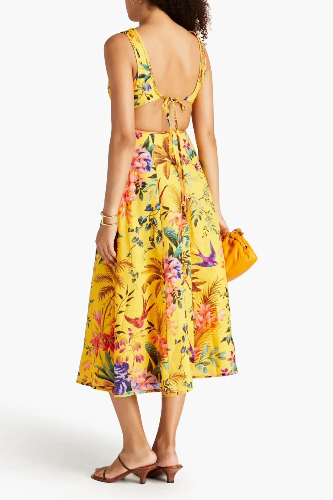 Zimmermann Tropicana Cut Out Midi Dress Yellow Size 1 / AU 10 for rent on The Volte - main image