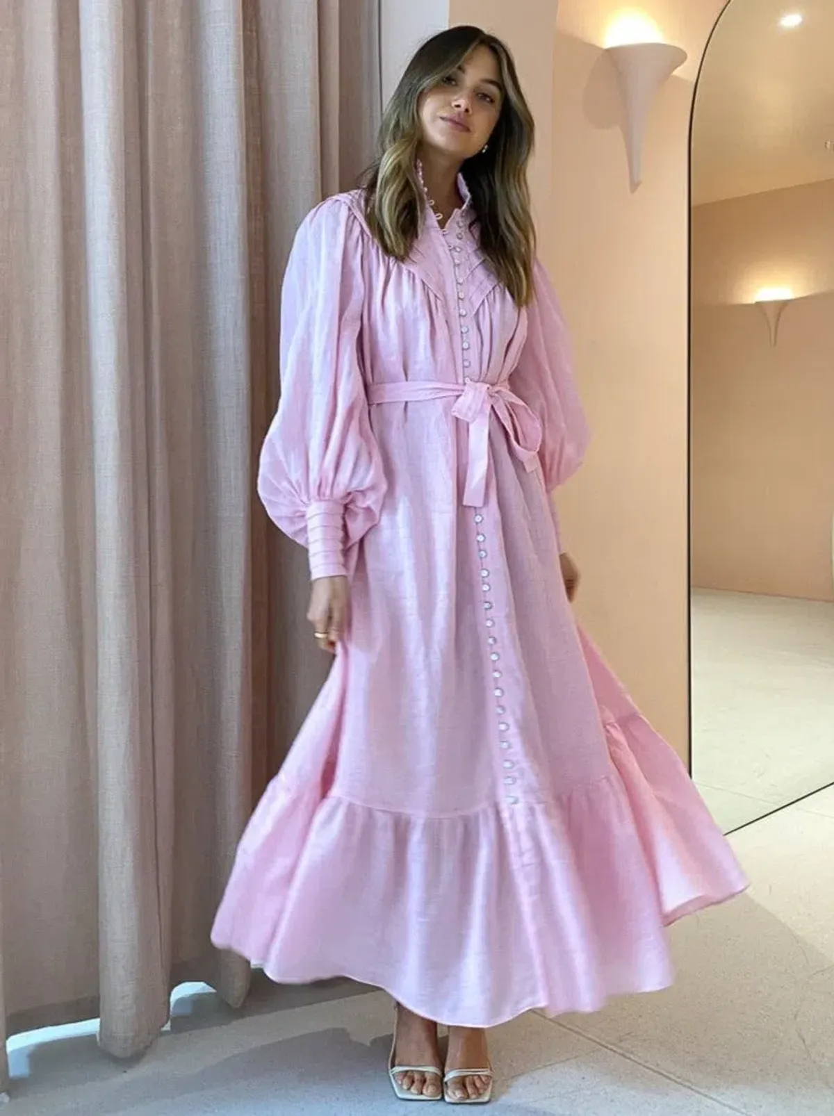 Alemais Halcyon Midi Dress In Candy Pink Size AU 8 - Image 2
