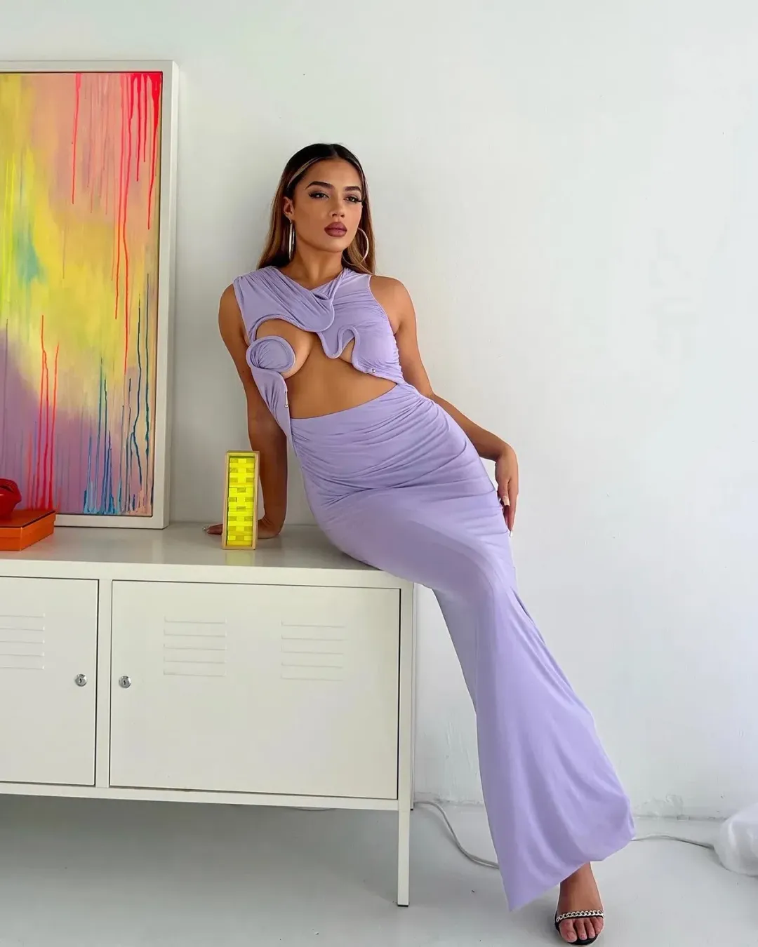 Christopher Esber Venus Tank Dress Lilac Size AU 8 for rent on The Volte - main image