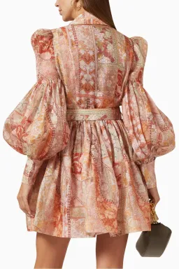 Zimmermann Kaleidoscope Tuxedo Frill Mini Dress in Linen Blend Size 0/Au 8 for rent on The Volte - image 3