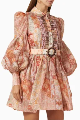 Zimmermann Kaleidoscope Tuxedo Frill Mini Dress in Linen Blend Size 0/Au 8 for rent on The Volte - image 2