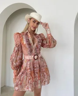 Zimmermann Kaleidoscope Tuxedo Frill Mini Dress in Linen Blend Size 0/Au 8 for rent on The Volte - image 5