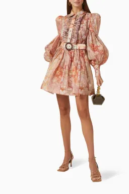 Zimmermann Kaleidoscope Tuxedo Frill Mini Dress in Linen Blend Size 0/Au 8 for rent on The Volte - image 1