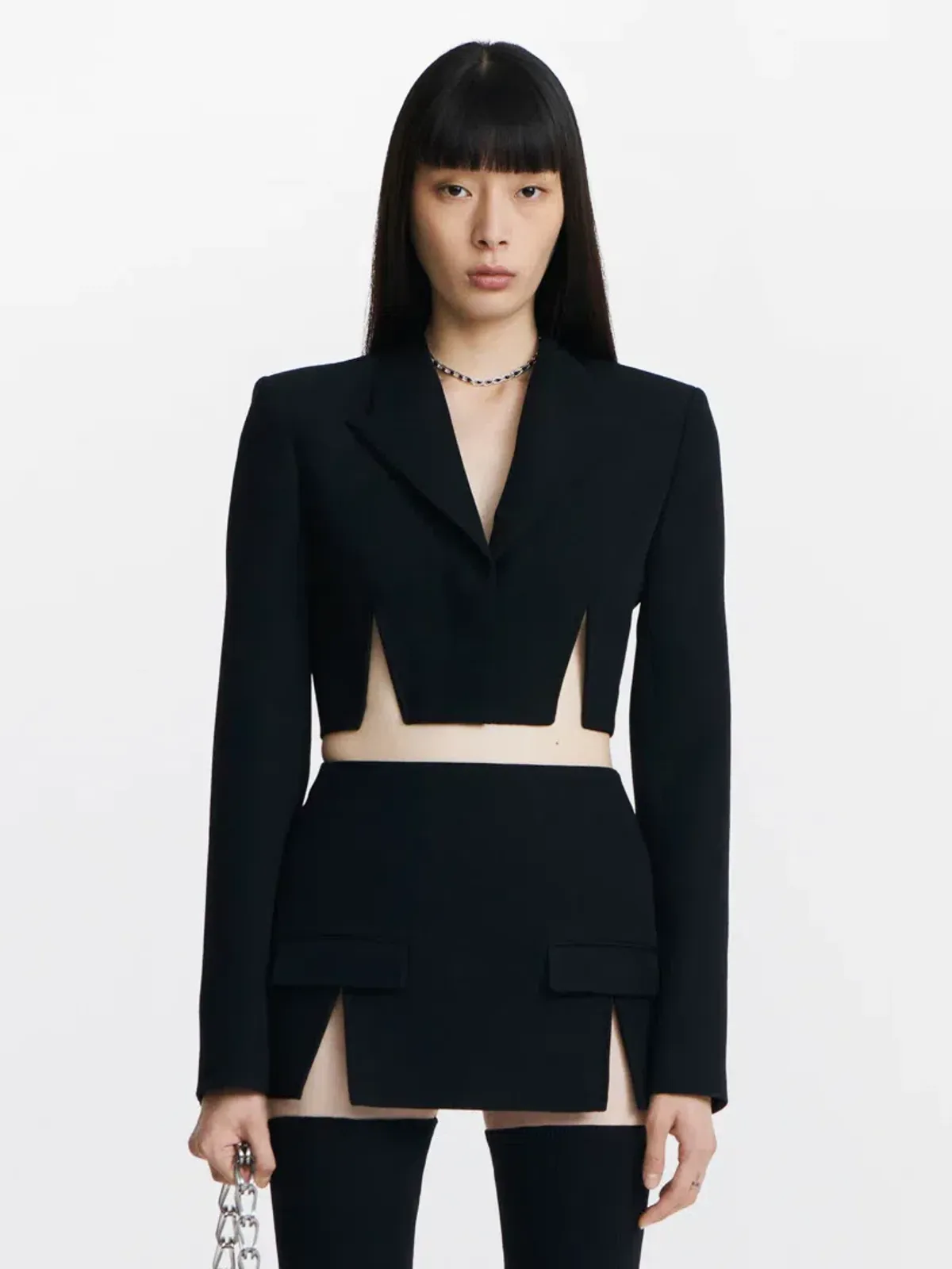 Dion Lee Split Hem Mini Skirt Black Size 6 - Image 1