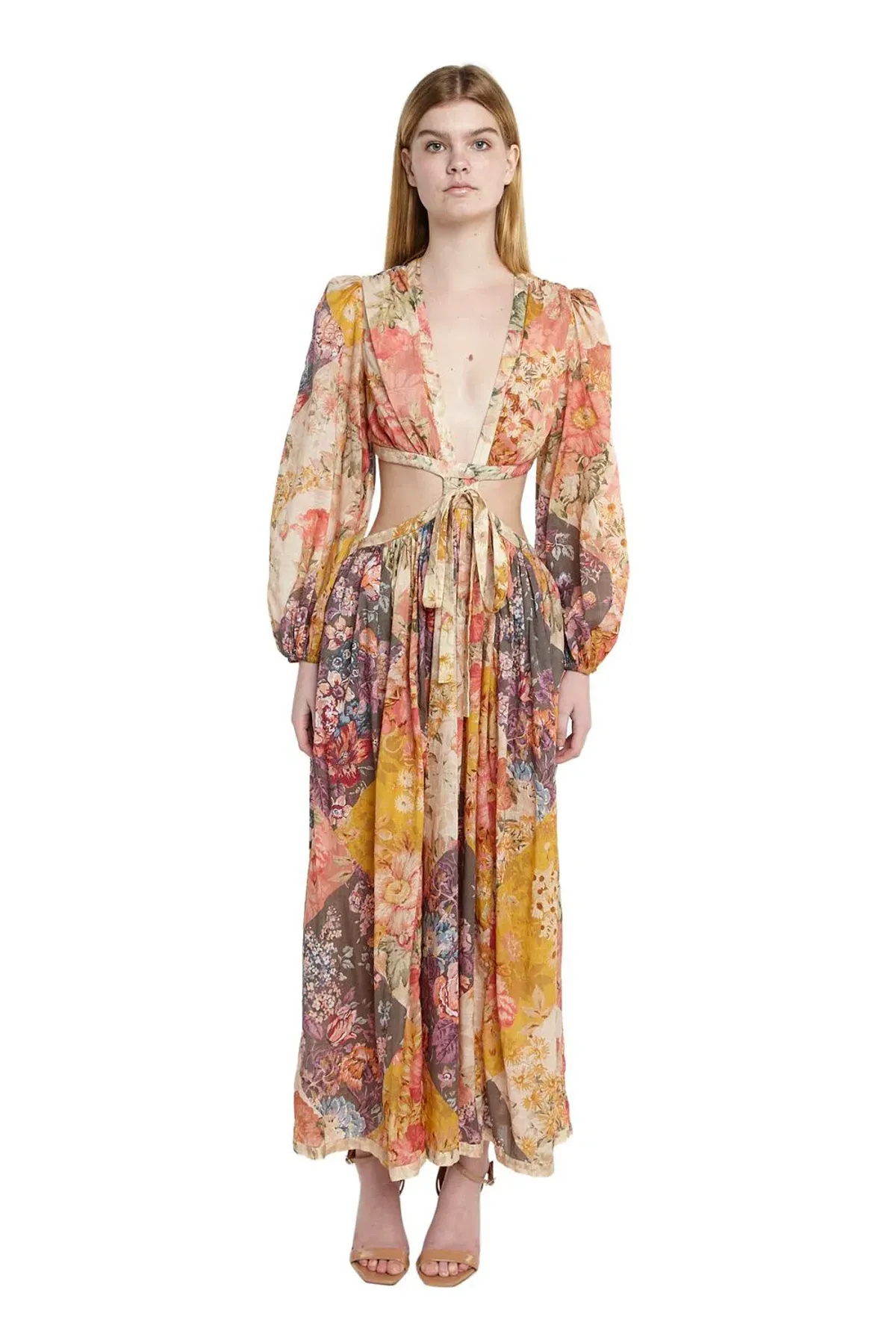Zimmermann Pattie Patchwork Long Dress Patch Floral Size 1 /Au 10 for rent on The Volte - main image