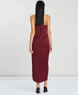 Shona Joy Luxe Cocktail Frill Dress Burgundy Size 10 for rent on The Volte - image 2