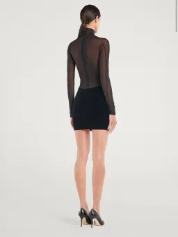 Mugler Wolford Mesh-paneled Mini Dress Black Size 6 for rent on The Volte - image 2