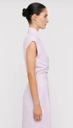 Scanlan Theodore Gingham Tie Front Shirt & Cropped Trouser Set Mauve Size AU 8 for rent on The Volte - image 4