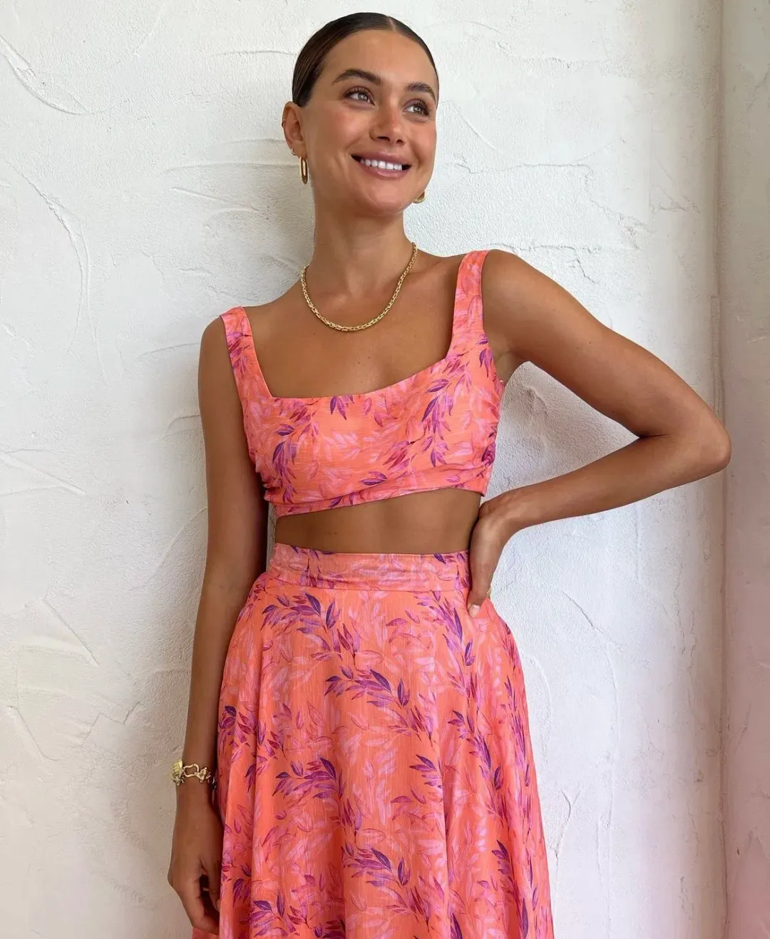 Sonya Moda Serena Skirt and Top Set Peach Watercolour Size AU 10 for rent on The Volte - main image