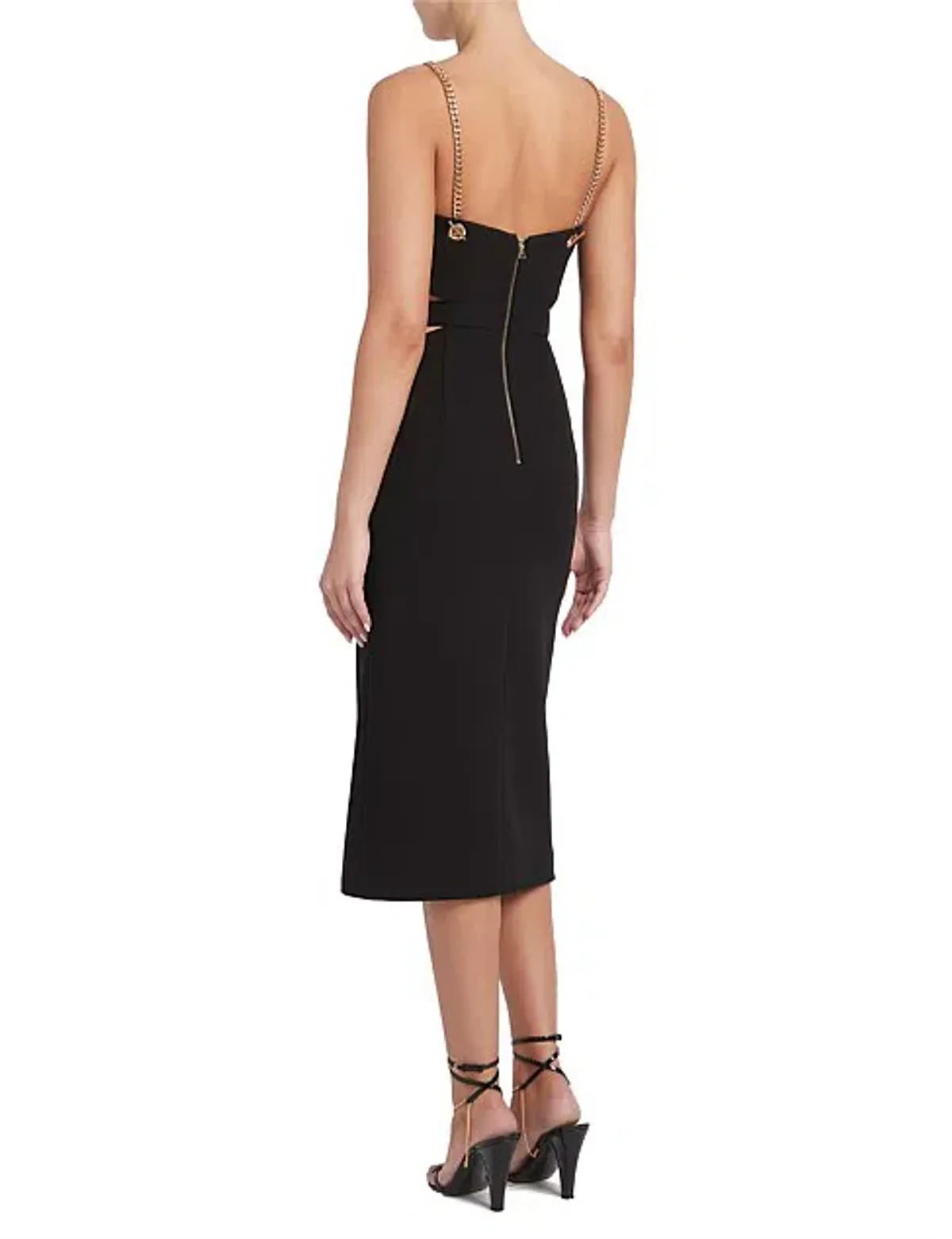 Rebecca Vallance Iman Cut Out Midi Dress Black Size AU 10 - Image 2