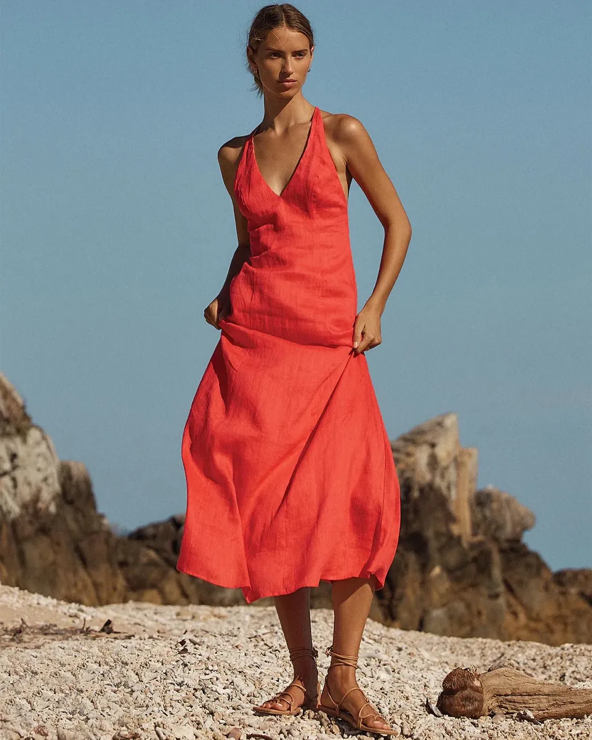 Kookai Tahiti Ring Back Dress In Candy Red Size 8 - Image 3