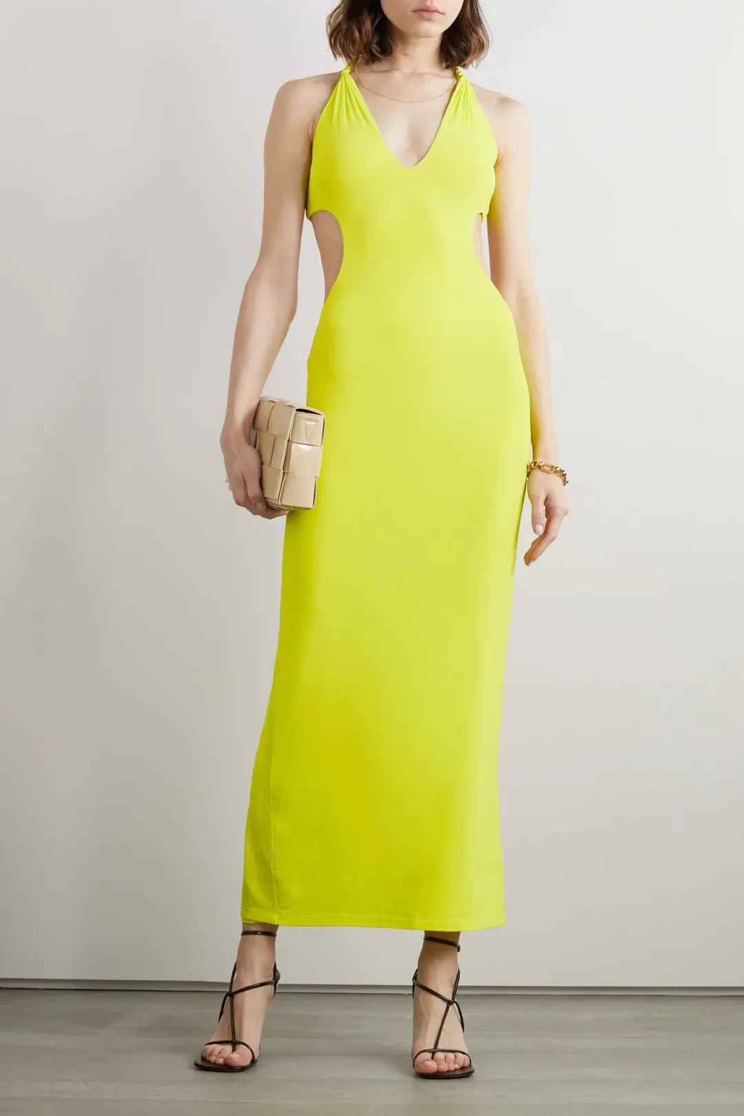 Dion Lee V-neck Rope Dress Acid Yellow Size 6 for rent on The Volte - main image