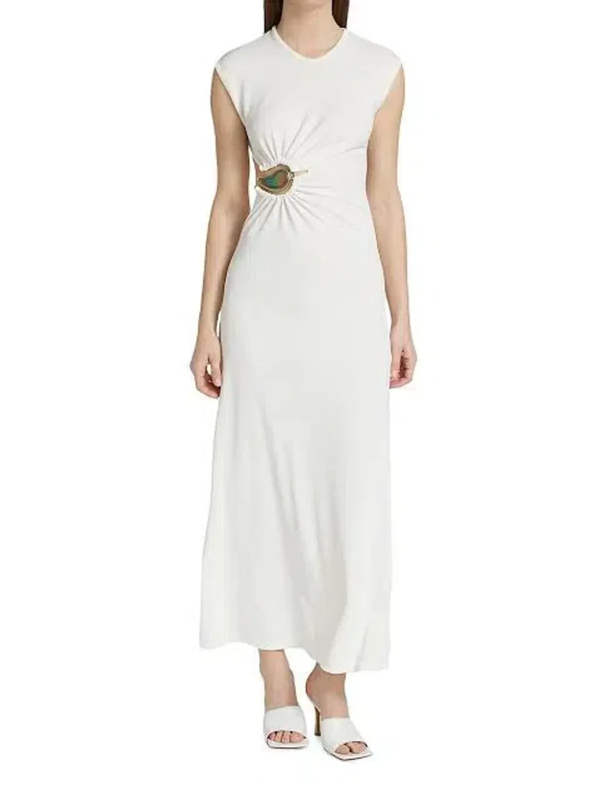 Christopher Esber Ruched Moodstone Tank Dress in White Size 8 / S - Image 1
