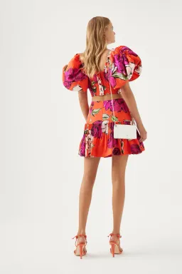 Aje Niki Vivid Camellia Pleated Mini Skirt Floral Size S / AU 8 for rent on The Volte - image 4
