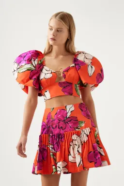 Aje Niki Vivid Camellia Pleated Mini Skirt Floral Size S / AU 8 for rent on The Volte - image 2