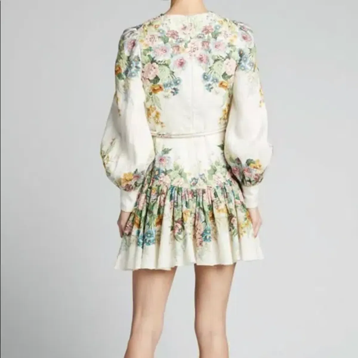 Zimmermann Wavelength Bell Sleeve Mini Dress Floral Size 0 / Au 8 - Image 3