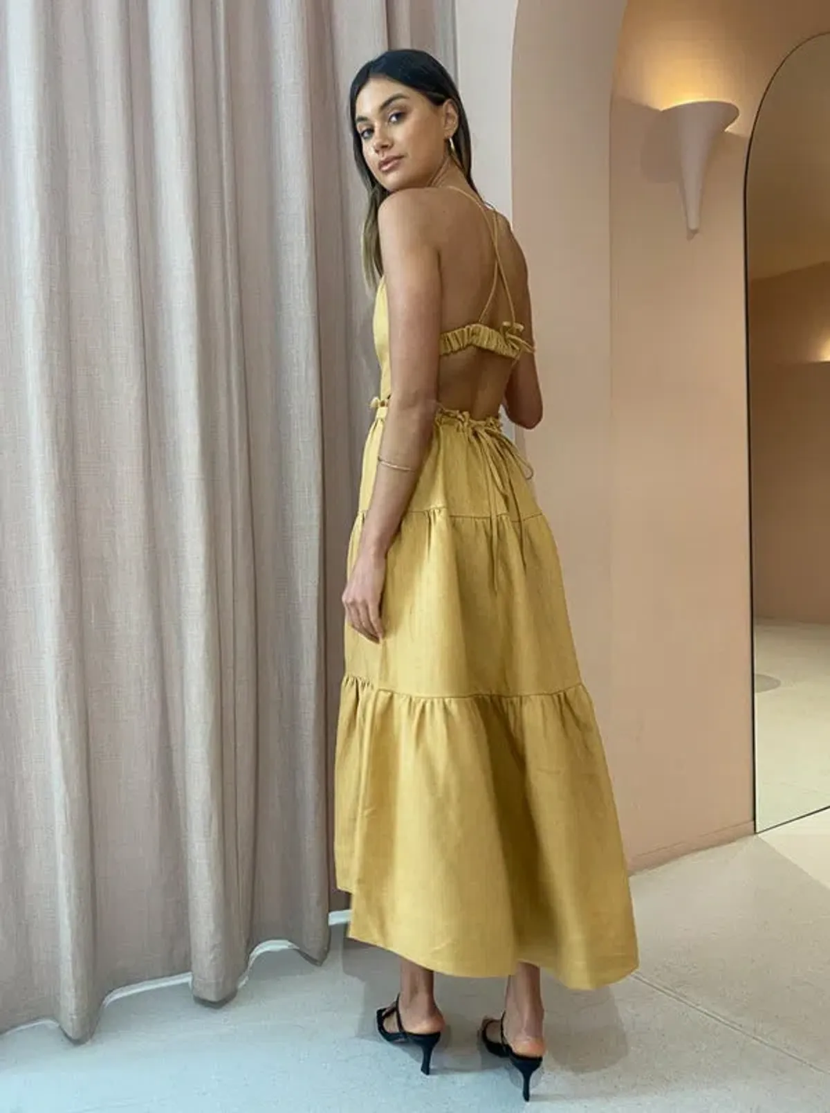 Shona Joy Aria Backless Midi Dress in Ginger Size 10 - Image 2