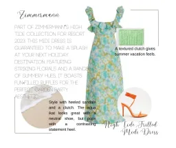 Zimmermann Aqua Ikat Floral Frilled High Tide Midi Dress Size 2/AU 12 for rent on The Volte - image 6