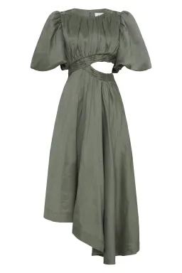 Aje Tidal Tucked Cut Out Midi Dress Green Size 8 for rent on The Volte - image 4
